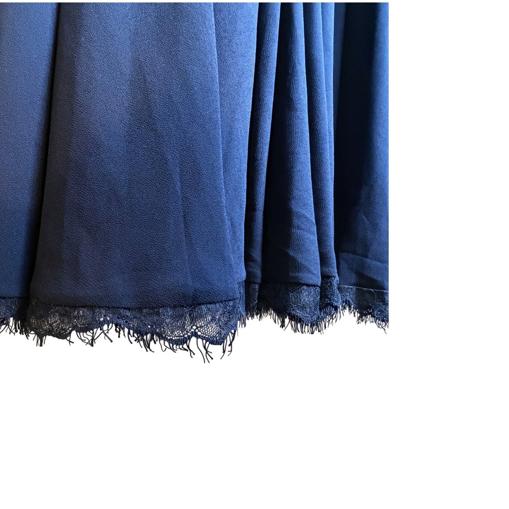 Dress The Population Womens Lace Trim Fit & Flare Dress XL‎ Blue Navy Sleeveless - Picture 6 of 7